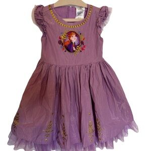 Disney Store Frozen II Purple Anna Dress Embroidered Gold Glitter Girls Size‎ 2